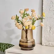 Octdays Brown Glass Vase Decor: Amber Flower Vase for Home Decor Modern Decorative Vase for Living Room Centerpiece Table Entryway Shelf Wedding Decoration