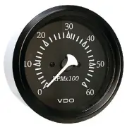 Seachoice 15241 Gauge, Black Bezel / Black Face, Tachometer (Sterndrive)