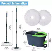Spin Mop & Bucket w/ Wringer Set for Floors Cleaning Heavy Duty System