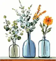 Modojuny Paint by Numbers Kits for Adults and Kids, DIY Canvas Painting Kit with Acrylic Pigment and Brushes, 12 x 16 inch Flowers 01 (Without Frame) - 9+ Years