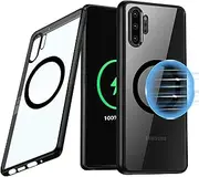 Guizzcg for Samsung Galaxy Note 10 Plus Case [Compatible with Magsafe] Flexible TPU Bumper + Clear Back Slim Shockproof Drop Protection,Magnetic Cover for Galaxy Note 10 Plus -Black