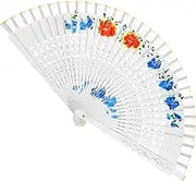 Luxshiny Spanish Folding Fan Foldable Fan Handheld Foldable Hand Fan Hand Held Fan Foldable Spanish Fan Handheld Fan Tea Party Fan Hand Fan Foldable Folding Hand Fan White Wood