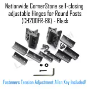 Nationwide CornerStone self-closing adjustable Hinges Round Posts (CH200FR-BK)