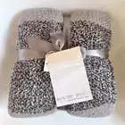 Barefoot Dreams Luxe Heathered Stripe Throw Blanket in Warm Gray Carbon NWT
