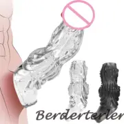 Reusable Penis Sleeve Enlargement Extender Delay Ejaculation Condoms Ring forMen