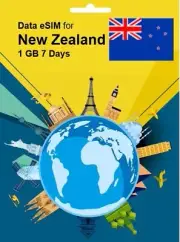 New Zealand Travel SIM Card DATA eSIM 1GB 7Days QR Code 1 Day Delivery
