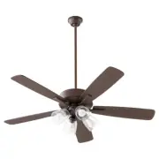 Quorum Ovation 4 Light Ceiling Fan, Oiled Bronze/Clear/Seeded - 4525-2486