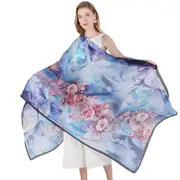 ANYYOU 100% Mulberry Silk Light Blue Long Scarf Luxury Brand Women Beach Shawl Wear Swimwear Pashimina Face Shield Foulard