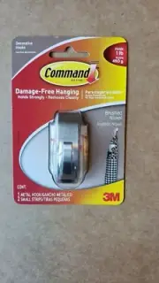 NEW! Command 1 lb (450 g) Decorative Hook Brushed Nickel