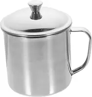 GRIRIW Stainless Steel Tea and Coffee Cup with Handle and Lid Portable Drinking Mug for Outdoor Activities Rustproof and Corrosion Resistant for Hiking Fishing Camping