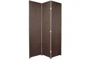 Woven Room Divider Screen Brown 3 Panel