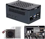GeeekPi P33 M.2 NVME M-Key PoE+ Hat with Official Pi 5 Active Cooler and Aluminum Case for Raspberry Pi 5, Support M.2 NVMe SSDs 2230/2242/2260/2280