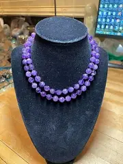 Amethyst Crystal Mineral Gemstone Mala style 8 MM 27 Inch Necklace