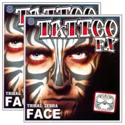 Tinsley Tribal Zebra Jungle Temporary Face Tattoos - Set of 2 Kits Halloween