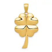 14k Yellow Gold Solid Polished 4-Leaf Clover Pendant
