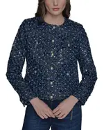 Karl Lagerfeld Paris Collarless Sequin Jacket
