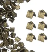200Pcs 6mm Ribbon Crimp Clamp Ends Bookmark Pinch Cord End Clasps, Silver White