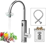 Briwellna Water Tap with Instantaneous Heater 220V - Electric 360 Degree Rotating Digital Display Hot Water Tap with Universal Nozzle (Silver)