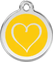 Red Dingo Enamel Tribal Heart Tag - Yellow - Lifetime Guarantee - Cat, Dog, Pet