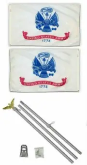 2x3 2'x3' U.S. Army White 2ply Flag Aluminum Pole Kit Set