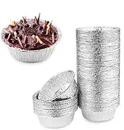 Oopsu 100 Pack 4" Round Tart Pie Foil Pans - Disposable Aluminum Foil Tart & Pie Tins for Baking, Cooking, Storage or Reheating