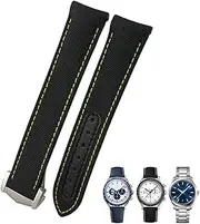 [HKIDKK] 19mm 20mm 21mm High Density Nylon Canvas Curved End Watchband Fit for Omega Seamaster 300 AT150 Speedmaster Longines Watch Strap