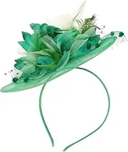 [Outanaya] Bridal Mesh Pearl Fascinator Hat with Vintage Hair Clip for Weddings Tea Parties and Performances Elegant Flower Headband Accessory for Women