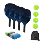 4x Professional Pickleball Paddles 4 Balls Portable with Ergonomic Grip For