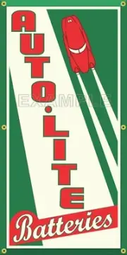 AUTO LITE BATTERIES DEALER GAS STATION VINTAGE OLD SIGN REMAKE BANNER SIGN