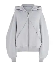 The Attico Logo-Appliqué Zip-Up Hoodie IT40,IT42,IT38 Mixed gray and beige