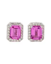 Suzy Levian Silver 0.02 ct. tw. Diamond & Sapphire Studs