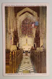 Interior, Washington Memorial Chapel, Valley Forge, Pa. - Linen Postcard