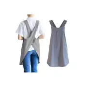Cross Back Aprons Cotton Apron with Pockets for Kitchen Housework Flower Shop-Grey