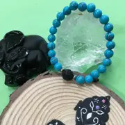 Child's Turquoise and Lava Stone Aroma Diffuser Bracelet - Handcrafted - Communication, Release and Protection
