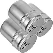 HEALEEP 3Pcs Stainless Steel Spice Shaker with Rotatable Lids Versatile Seasoning Containers for Organized Storage of Salt Pepper and Other Spices Efficient Kitchen Tool