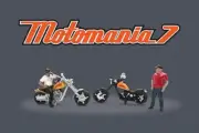 MOTOMANIA 7 FIGURE AND BIKE 4 PC. SET 1/64 DIECAST AMERICAN DIORAMA AD-76520MJ