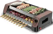 Household Barbecue Grill Barbecue Plate Electric Grill Indoor Barbecue Machine Automatic Rotating Skewer Machine, Double Layers Kebab Making Machine Rotation Grill, for Home Camping Party Outdoor