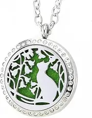 [JOYMIAO] Essential Oil Diffuser Necklace Aromatherapy Locket Magnetic Closure Pendant Jewelry Set 24 Chain