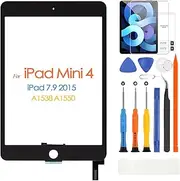 Screen Replacement for iPad Mini 4 2015 Touch Screen, Sensor Digitizer for iPad Mini4 A1538 A1550 Touchscreen Replacement Front Glass Panel Without Home Button(Not LCD Display)