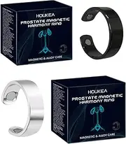 Prostate Harmony Ring, Pack of 2, Magnetic Therapy Ring, Prostamagnetic Harmony Ring, Helps Improve Prostate Function and Improve Quality of Life (Black, Silver)