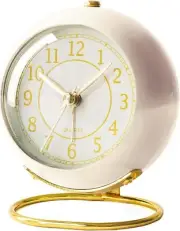 Battery Operated Desk Alarm Clock with Light, Silent No Ticking, Small Table Clo