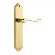 Iver Stirling Door Lever Handle on Shouldered Backplate Polished Brass