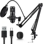 USB Microphone Professional 192kHz 24Bit PC Computer Condenser Mic Kit