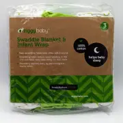 Green Ziggy Baby Swaddle Blanket New Infant Cotton Wrap Small to Medium 7-14lb