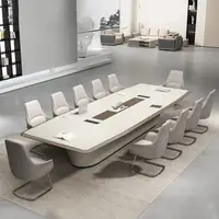 在飛比找樂天市場購物網優惠-會議桌長桌簡約現代高檔烤漆輕奢大小型工作臺會議室洽談桌椅組合