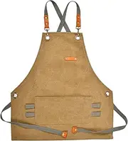 Fenteer Painting Cooking Baking Apron Children's Chef Apron Painting Cooking Apron Waterproof Pretend Play Kitchen Garden Bib Apron, Khaki, M