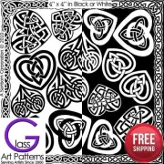 Celtic Heart Fusing Glass Decal Waterslide Ceramic Enamel Black-White Fused