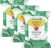 Burt's Bees Cucumber & Mint Face Wipes, Mothers Day Gifts, for All Skin Types, Refreshing Makeup Remover & Facial Cleansing Towelettes, 30 Ct. (3-Pack)