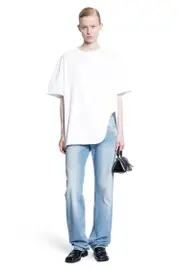 [THE ATTICO] Jeans lunghi in denim lucido rivestito Blue