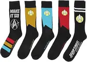 [Hyp] Star Trek The Next Generation Uniforms Crew Socks 5 Pair Pack, Multi, One Size